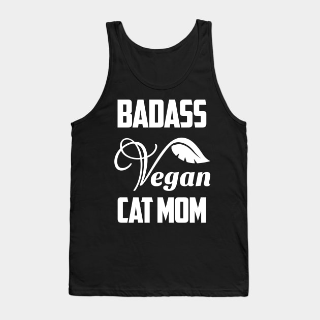 Badass Vegan Cat Mom Vegetarian Tank Top by Wesley Mcanderson Jones